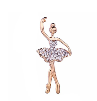Rhinestone Encrusted Ballerina Brooch