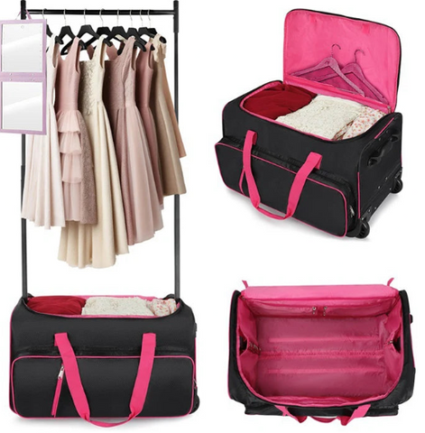 Rolling Dance Bag with Telescopic Garment Rack